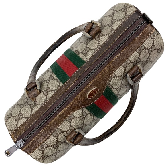 GUCCI Vintage Monogram Stripe Boston Bag - Picture 7 of 14